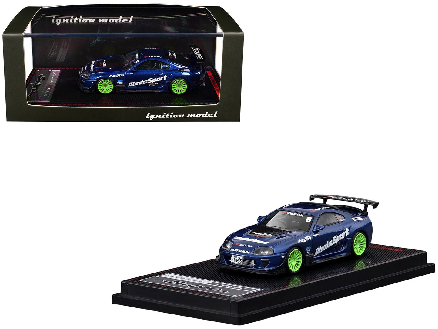 Toyota Supra (JZA80) RZ RHD (Right Hand Drive) #9 "WedsSport" Blue Metallic with Graphics 1/64 Diecast Model Car by Ignition Model  free shipping USA