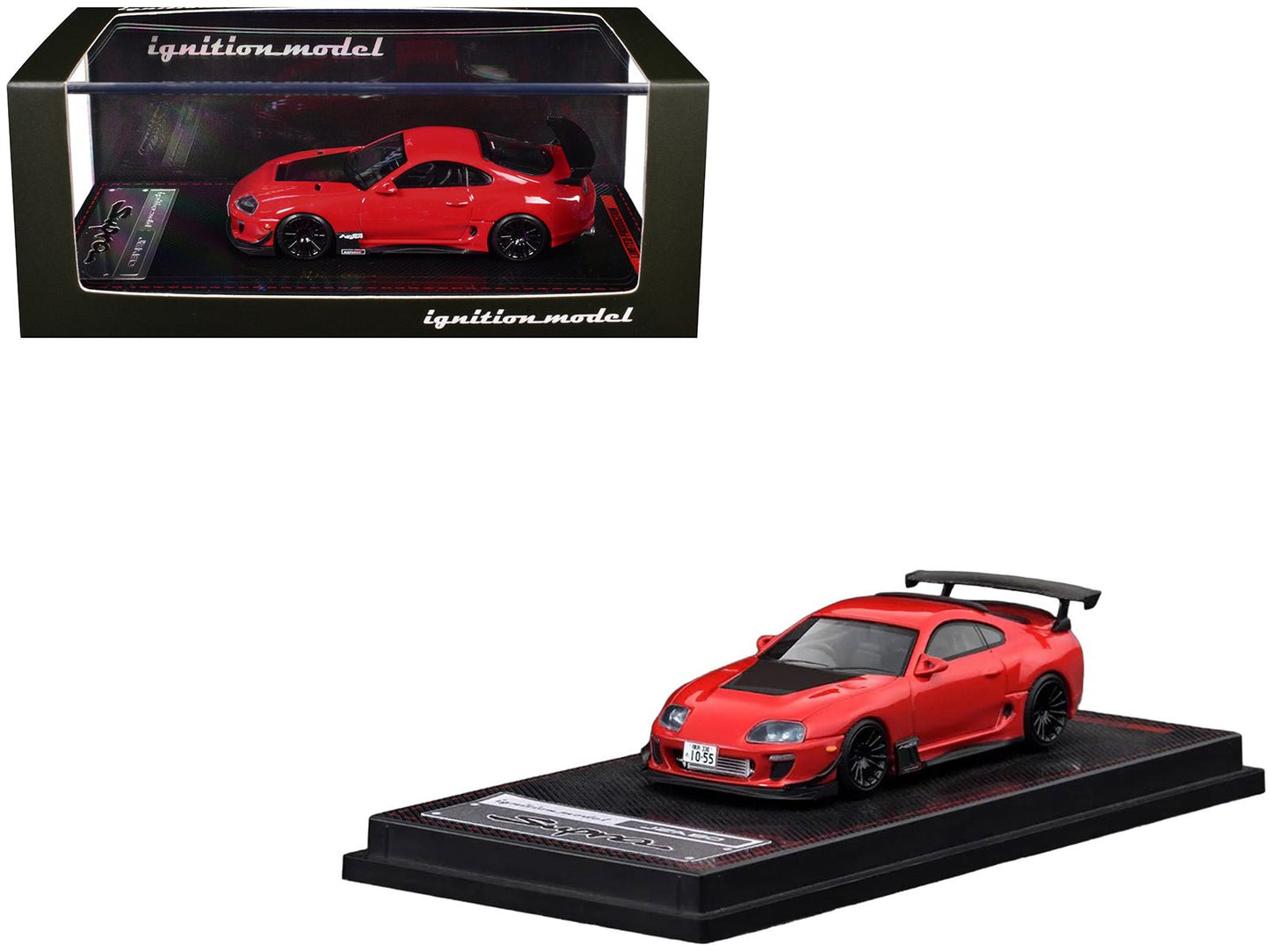 Toyota Supra (JZA80) RZ RHD (Right Hand Drive) Red with Carbon Hood 1/64 Diecast Model Car by Ignition Model  free shipping USA