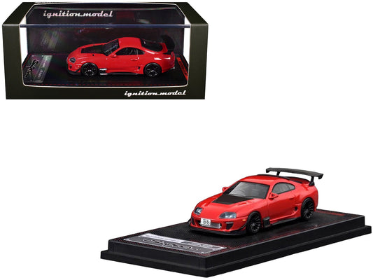 Toyota Supra (JZA80) RZ RHD (Right Hand Drive) Red with Carbon Hood 1/64 Diecast Model Car by Ignition Model  free shipping USA