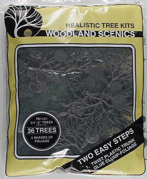 Woodland Scenics TR1101 N/HO Tree Kits 3/4x3" (36) Train Scenery