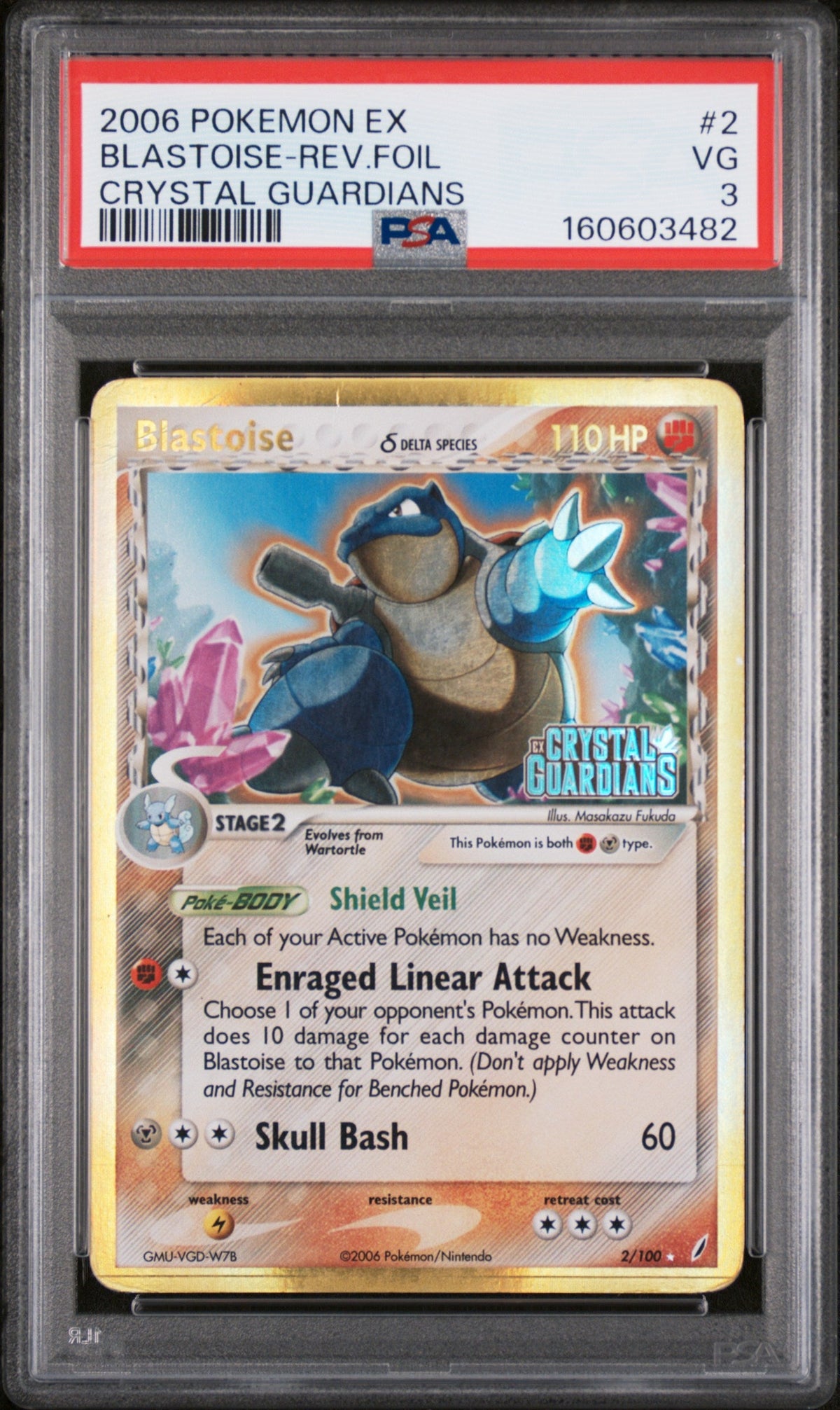PSA 3 Blastoise-Rev.foil Crystal Guardians #2 · Crystal Guardians · 2006