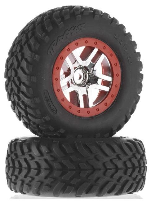 Traxxas 6891 Tire/Wheel Assembled Glued SCT Split-Spoke Chrome