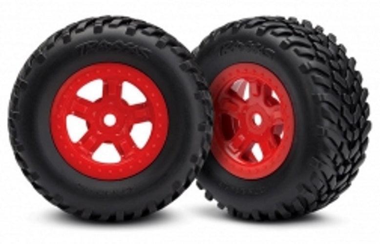 Traxxas 7674R Tire/Wheel Assembled Glued (SCT Red Wheel) 1/18 LaTrax Desert