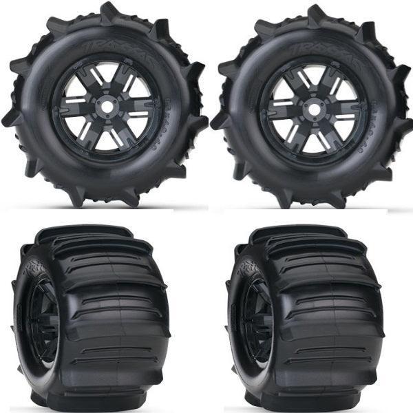 Traxxas 7773 Mounted Sand Paddle Tires / Wheels (4) X-Maxx Assebmled XMAXX