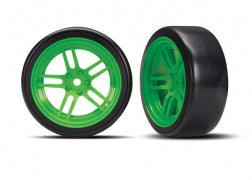 Traxxas Tire & Wheel Glued (Split-Spoke Green Wheels, 1.9" Drift Tires) Front