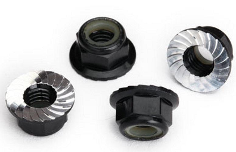 Traxxas Nuts 5mm Flanged Nylon Locking (Aluminum Black Anodized Serrated) Maxx