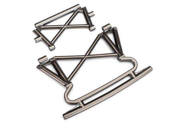Traxxas Bumper Front /Bumper Support (Satin Black Chrome-Plated) Desert Racer