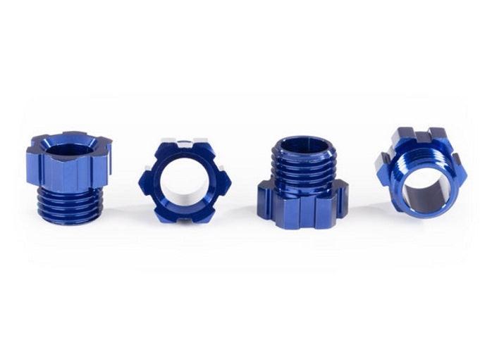 Traxxas 8886X Stub Axle Nut Aluminum (Blue-Anodized) (4) TRX-4