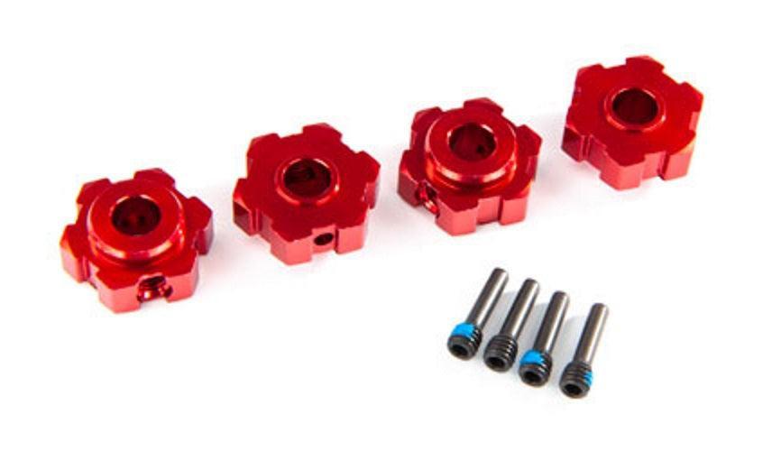 Traxxas 8956R Wheel Hubs Hex Aluminum (Red-anodized) (4) Screw Pins (4) Maxx