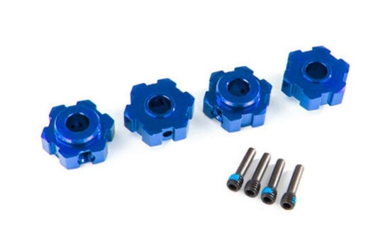 Traxxas 8956X Wheel Hubs Hex Aluminum (Blue-anodized) (4) Screw Pins (4) Maxx