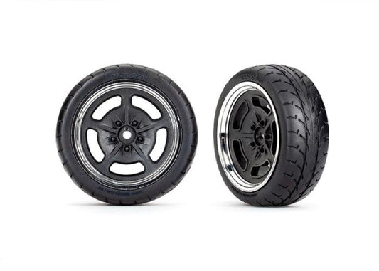 Traxxas 9372 Tires and Black/Chrome Wheels Assembled Glued (Front) (2)