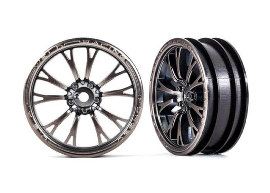 Traxxas 9472A Wheels Weld Satin Black Chrome (Front) (2) Drag Slash