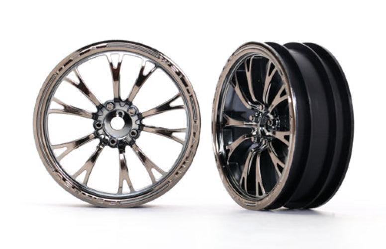 Traxxas 9472X Wheels Weld Black/Chrome (Front) (2) Drag Slash