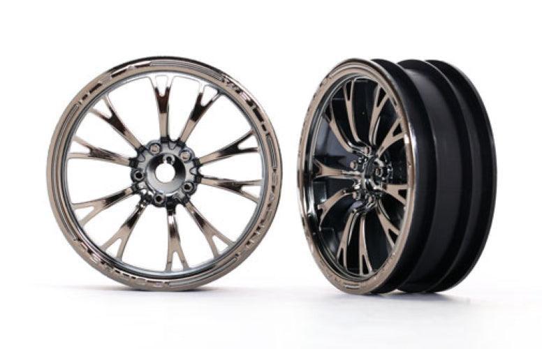 Traxxas 9472X Wheels Weld Black/Chrome (Front) (2) Drag Slash