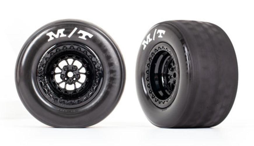 Traxxas Tires & Wheels Assembled Glued (Weld Gloss Black Wheel Tire) Drag Slash