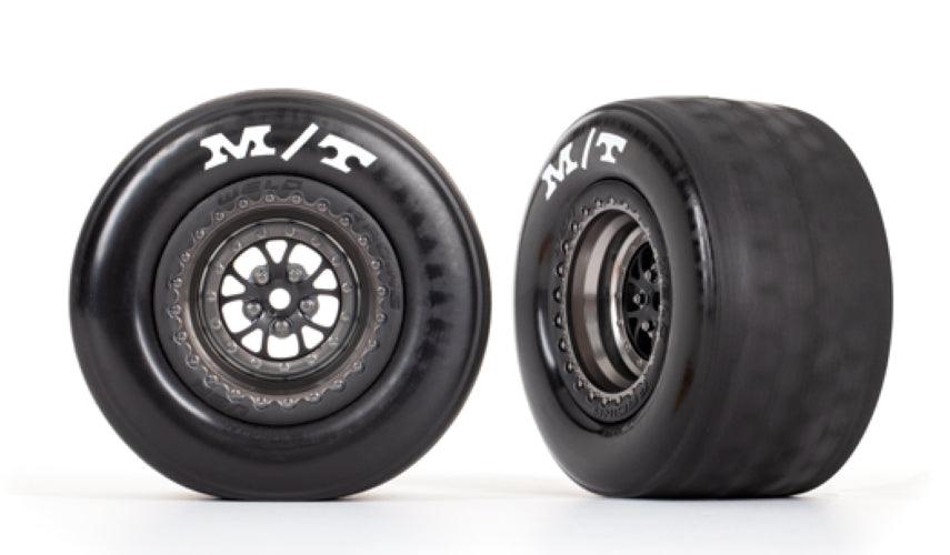 Traxxas Tires & Wheels Glued (Weld Satin Black Chrome Wheel Tire) Drag Slash