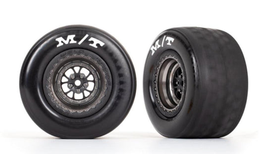 Traxxas Tires & Wheels Glued (Weld Satin Black Chrome Wheel Tire) Drag Slash