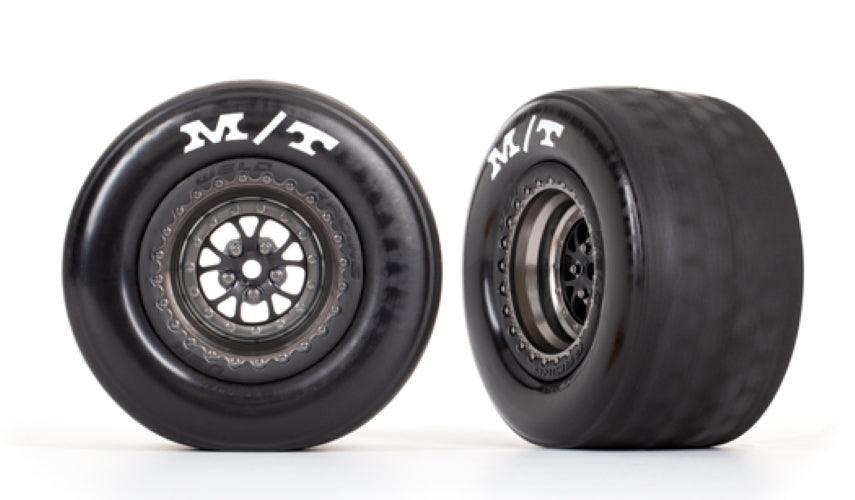 Traxxas Tires & Wheels Glued (Weld Satin Black Chrome Wheel Tire) Drag Slash