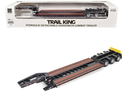 Trail King TK120 Hydraulic Detachable Gooseneck Lowboy Trailer Black (Outrigger Version) "Transport Series" 1/50 Diecast Model by Diecast Masters  free shipping USA