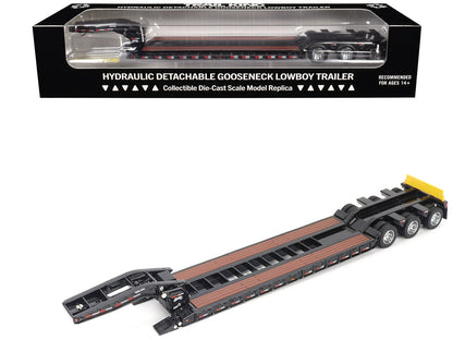 Trail King TK120 Hydraulic Detachable Gooseneck Lowboy Trailer Black (Regular Version) "Transport Series" 1/50 Diecast Model by Diecast Masters  free shipping USA