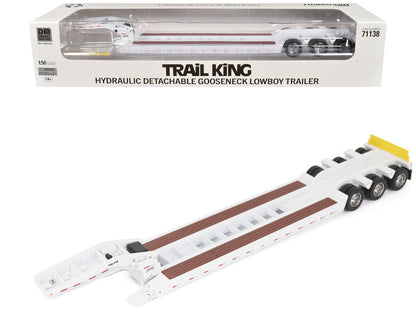 Trail King TK120 Hydraulic Detachable Gooseneck Lowboy Trailer White (Regular Version) "Transport Series" 1/50 Diecast Model by Diecast Masters  free shipping USA