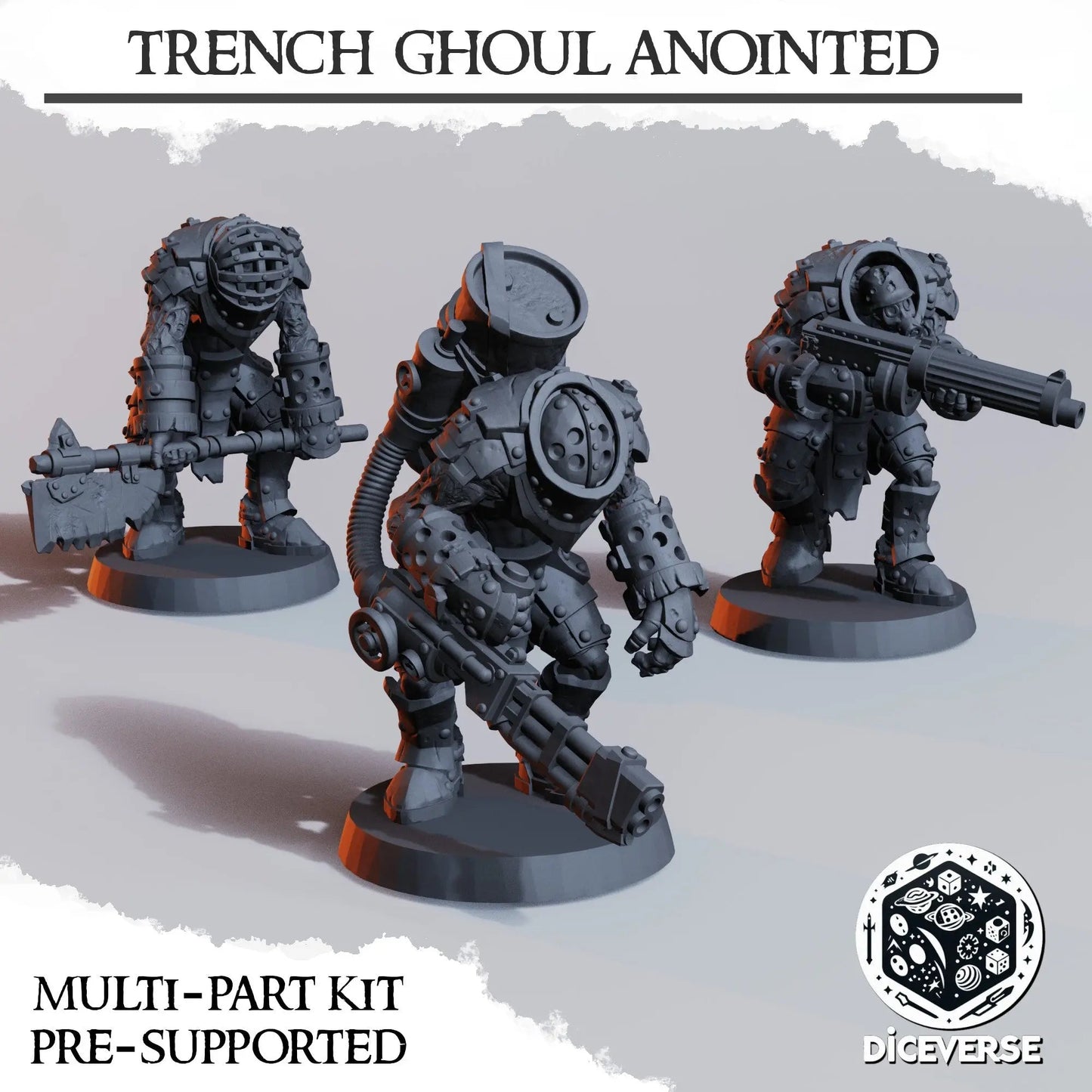 Trench Ghoul Anointed by Diceverse, 28/32mm scale miniature, 60mm Tall, Trench Crusade Proxy