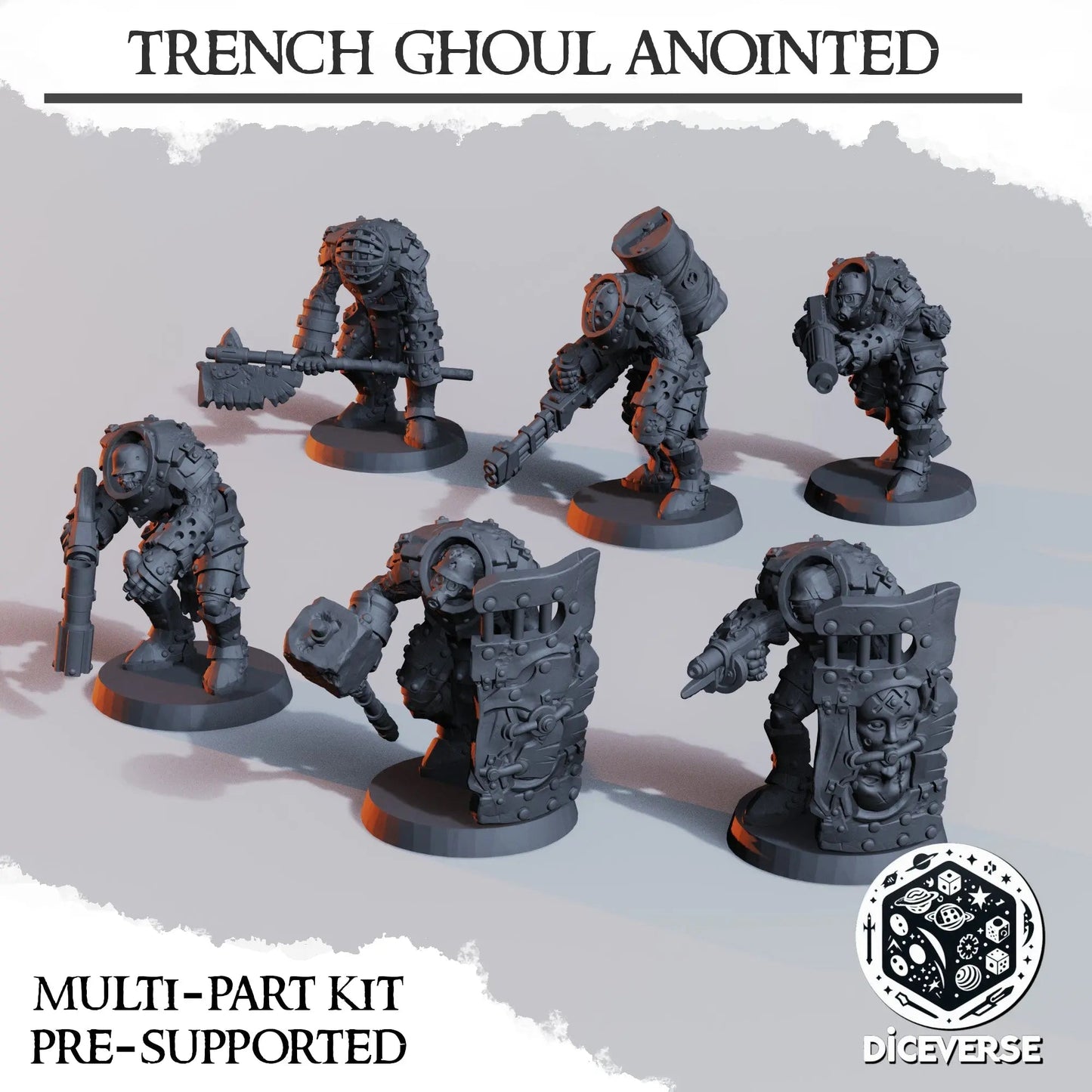 Trench Ghoul Anointed by Diceverse, 28/32mm scale miniature, 60mm Tall, Trench Crusade Proxy