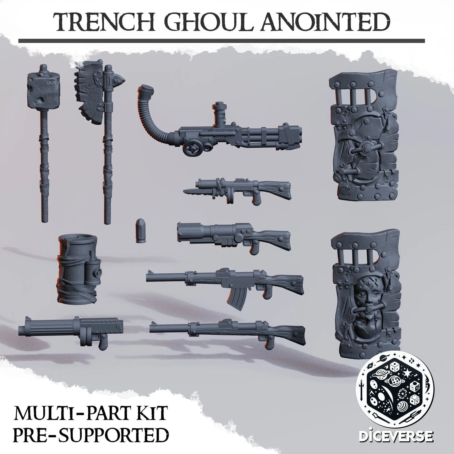 Trench Ghoul Anointed by Diceverse, 28/32mm scale miniature, 60mm Tall, Trench Crusade Proxy