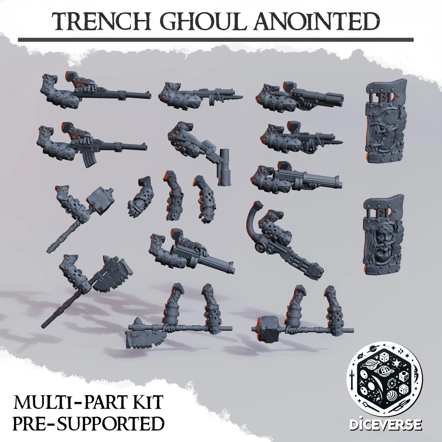 Trench Ghoul Anointed by Diceverse, 28/32mm scale miniature, 60mm Tall, Trench Crusade Proxy