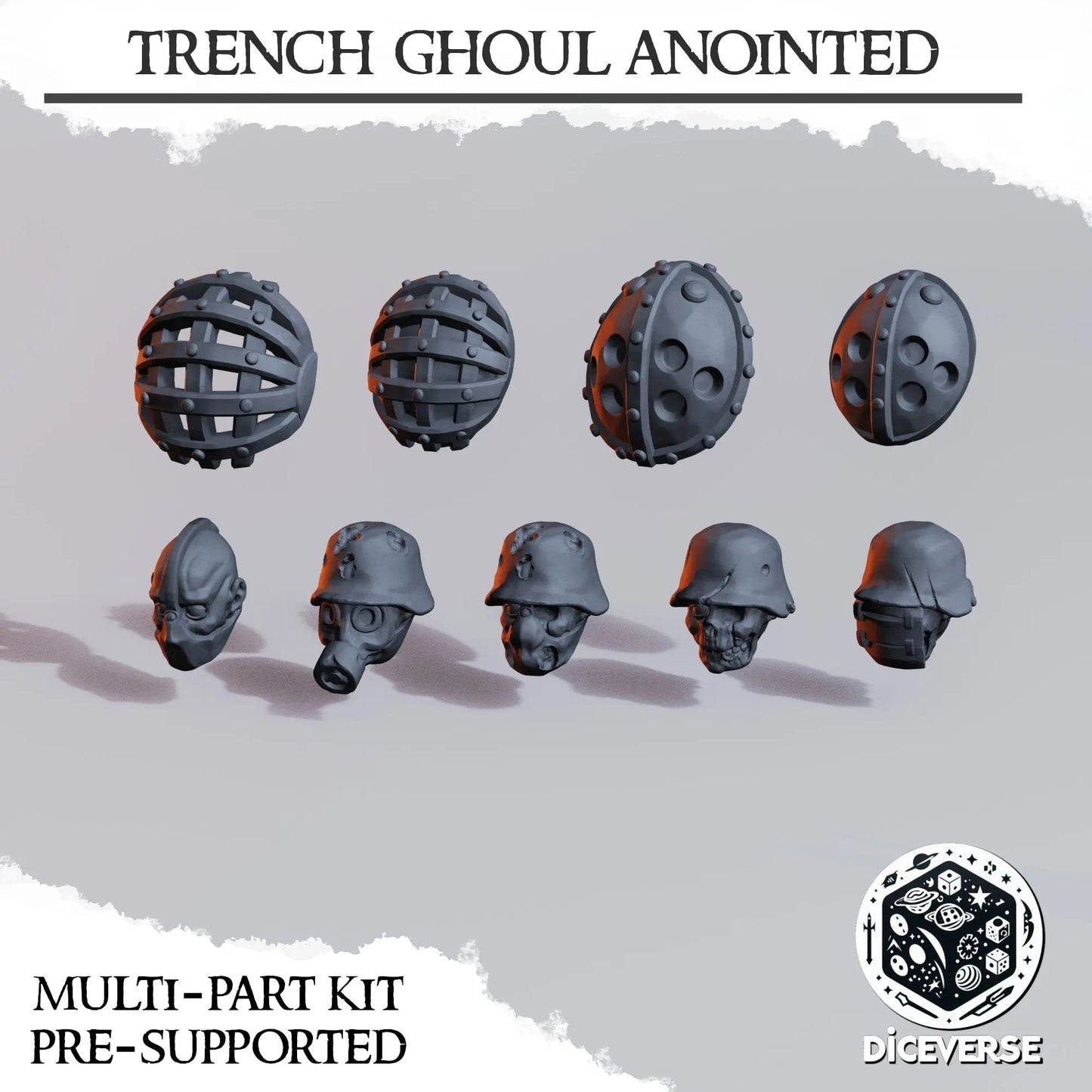 Trench Ghoul Anointed by Diceverse, 28/32mm scale miniature, 60mm Tall, Trench Crusade Proxy