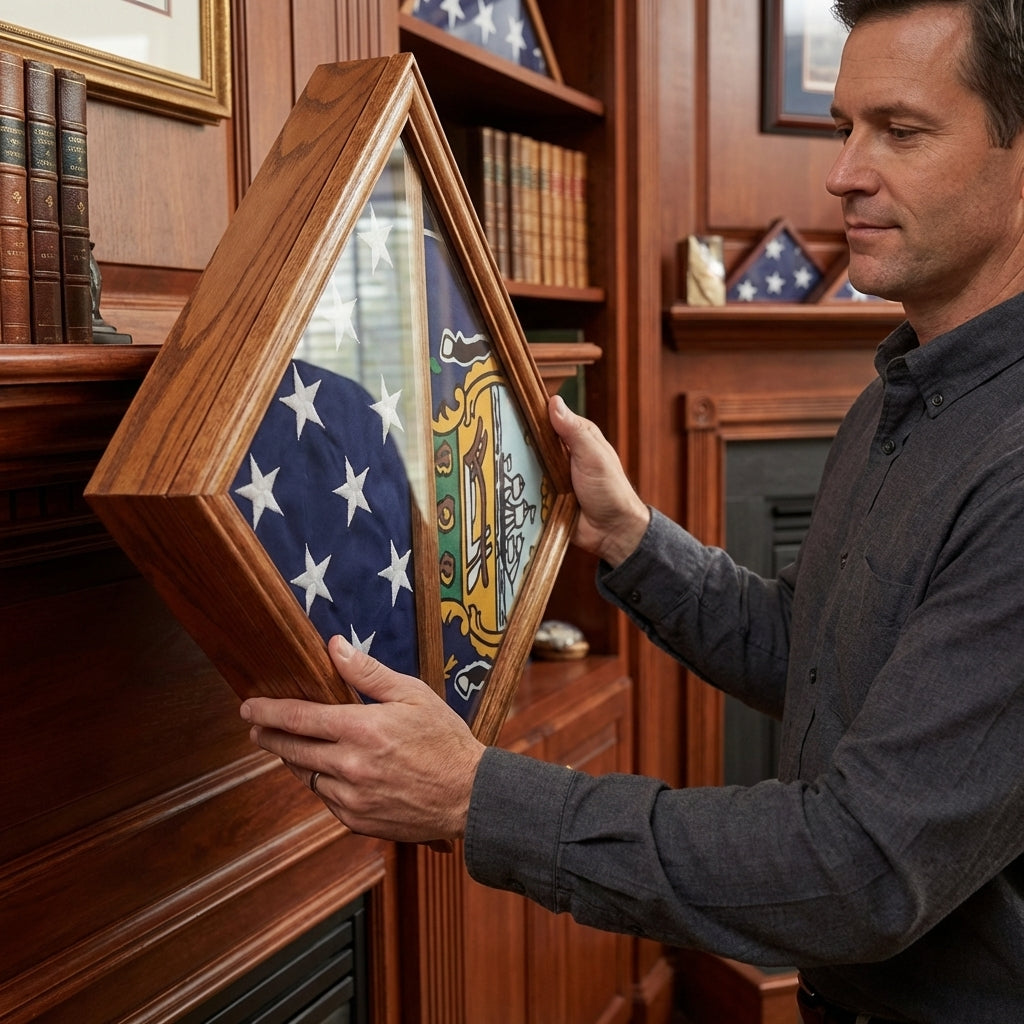 Flag Connections 3 Flags Military Shadow Box, flag case for 3 flags