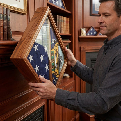 Flag Connections 3 Flags Military Shadow Box, flag case for 3 flags