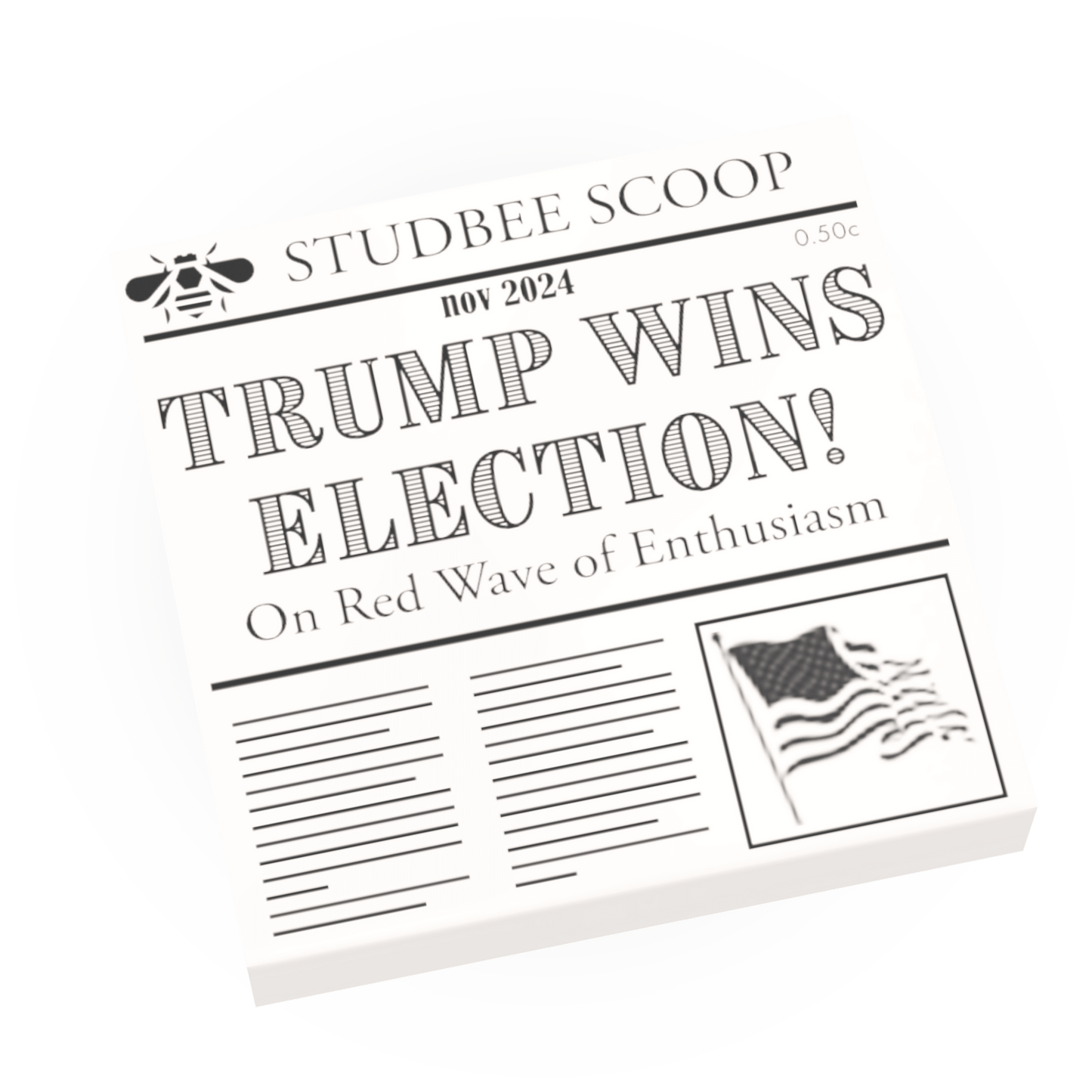 Newspaper - Trump Wins Election - (2 x 2 Tile) - Custom Printed Using a LEGO® Part
