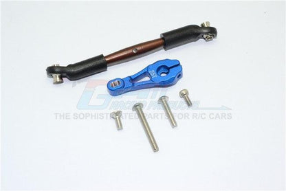 GPM ALUMINUM SERVO HORN WITH SPRING STEEL STEERING LINKS TRAXXAS TRX-4 BLUE