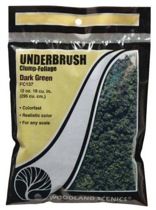 Woodland Scenics FC137 Underbrush Clump Foliage Dark Green Bag Train Scenery