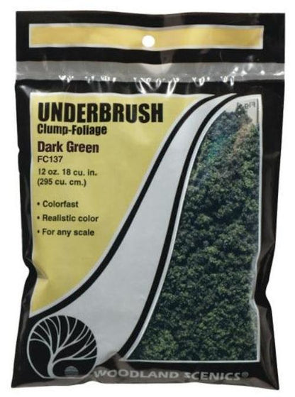 Woodland Scenics FC137 Underbrush Clump Foliage Dark Green Bag Train Scenery