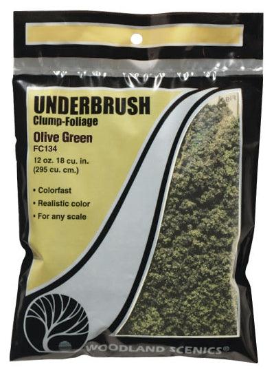 Woodland Scenics FC134 Underbrush Clump Foliage Olive Green Bag Train Scenery