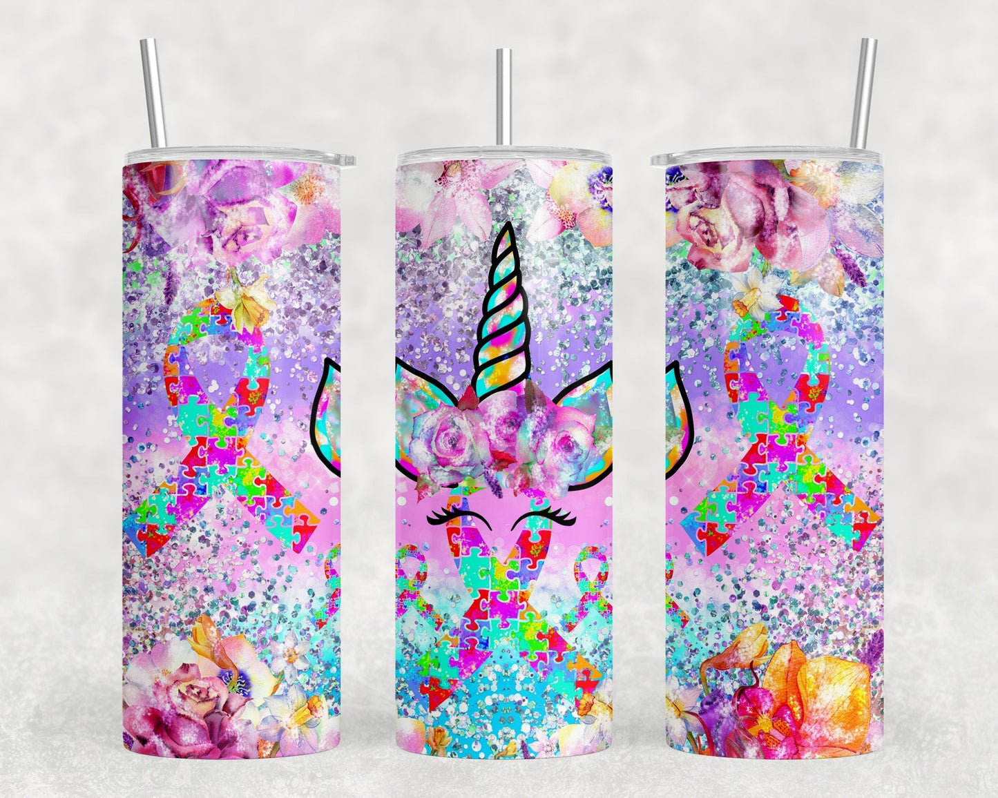 Unicorn - 20 oz Steel Skinny Tumbler - Optional Blue Tooth Speaker - Speaker Color will Vary by Rowdy Ridge Co