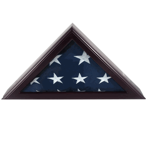 Officers Flag Display Case For 3ft X 5ft Flag - Cherry Finish with Engraved Plate