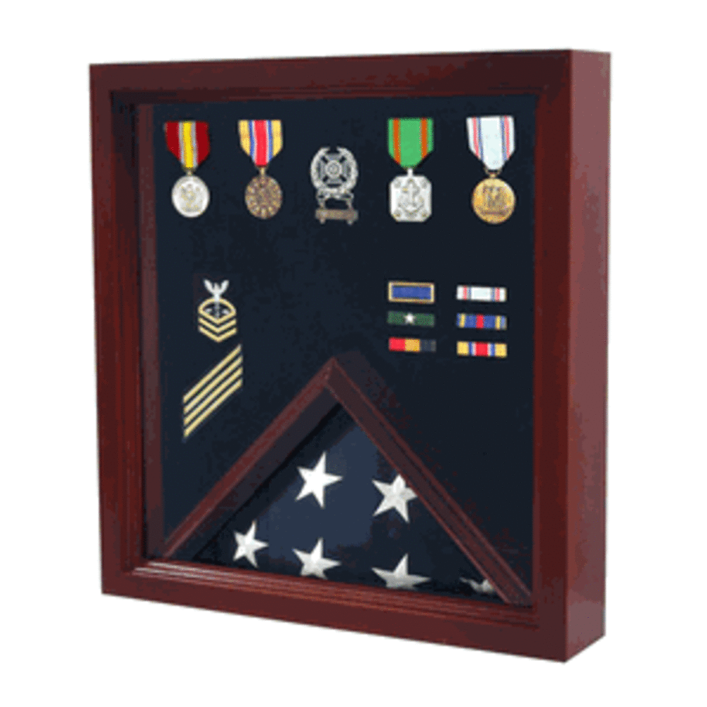 Flag Medal Display Case, Wood Military Flag Medal Shadow Boxes.