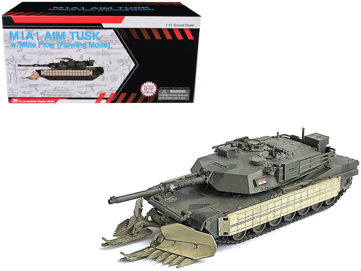 United States M1A1 AIM (Abrams Integrated Management) Tank with Mine Plow (Plowing Mode) #68 "United States Army" Olive Drab "NEO Dragon Armor" Series 1/72 Plastic Model by Dragon Models  free shipping USA