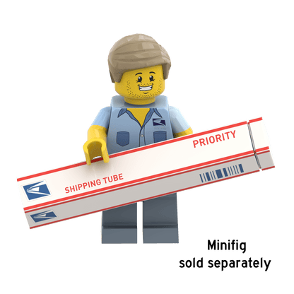 United Studs Parcel Service - Shipping Tube - Custom Printed - Made Using LEGO® Parts