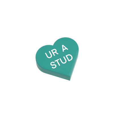 "UR A STUD" Conversation Candy Heart - Custom Printed 1x1 tile - Made Using a LEGO® Part