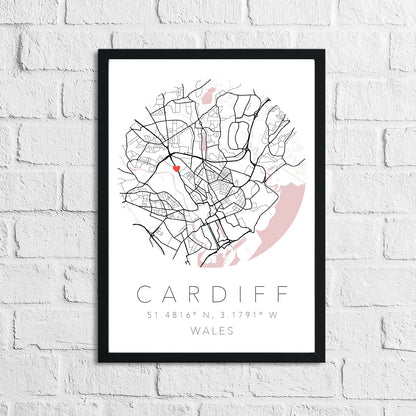 Couple Personalised Valentines Love Engagement Wedding Any Place Circle City Print Coordinates Wall Decor Print by WinsterCreations™ Official Store