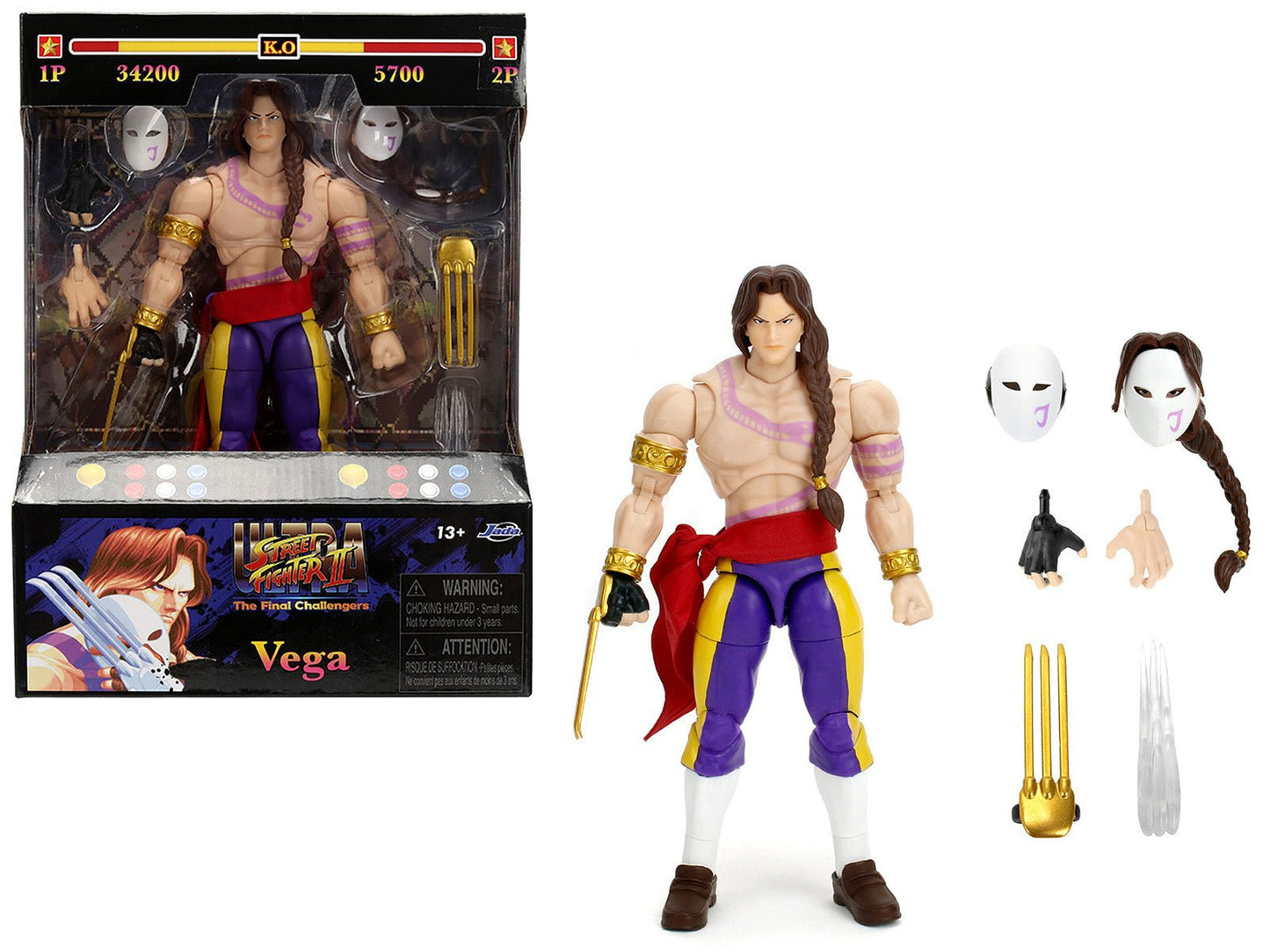 Vega 6" Moveable Figure with Alternate Head and Limbs "Ultra Street Fighter II: The Final Challengers" (2017) Video Game Model by Jada  free shipping USA