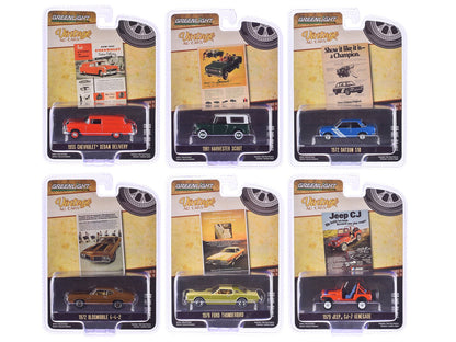 "Vintage Ad Cars" Series 11 Set of 6 pieces 1/64 Diecast Model Cars by Greenlight  free shipping USA