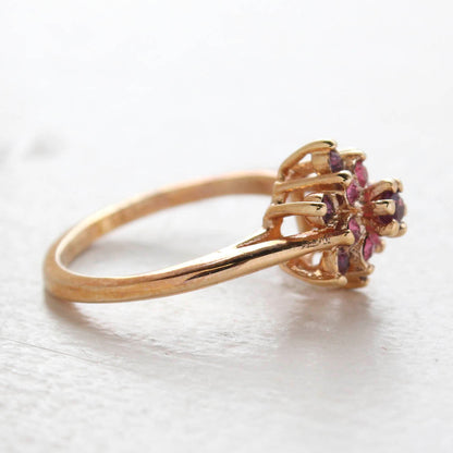Vintage Rose and Amethyst Austrian Crystal Star Ring 18k Yellow Gold Electroplate Made in the USA by PVD Vintage Jewelry