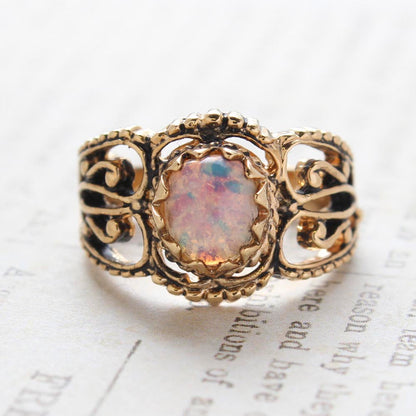 Vintage Jewelry Genuine Jade Ring Antiqued 18kt Yellow Gold Electroplated Made in the USA by PVD Vintage Jewelry