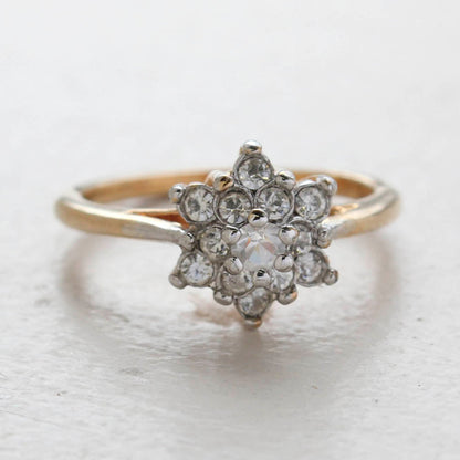Vintage Rose and Amethyst Austrian Crystal Star Ring 18k Yellow Gold Electroplate Made in the USA by PVD Vintage Jewelry