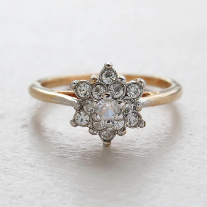 Vintage Rose and Amethyst Austrian Crystal Star Ring 18k Yellow Gold Electroplate Made in the USA by PVD Vintage Jewelry